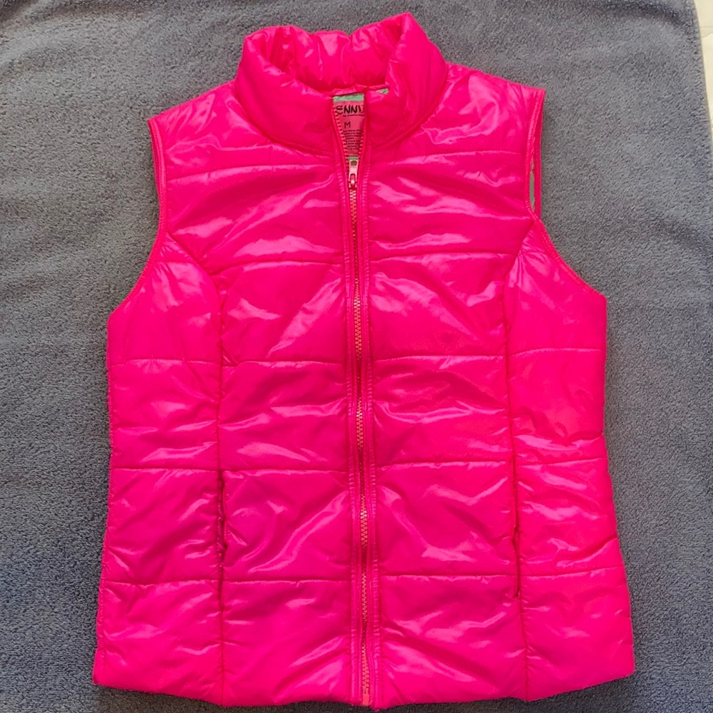 Jenni be Jennifer Moore Hot Pink Vest with mint green lining. Jr. Size Medium